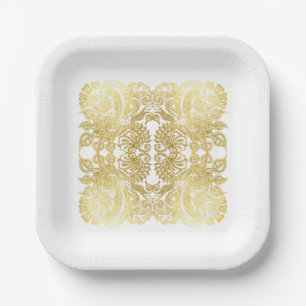 Elegant Wedding Paper Bord met gouden florale deco
