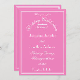 Elegant Wedding Personalized Names Chic Pink Kaart