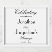 Elegant Wedding Personalized Names Classic Script Sparkling Wijnetiket (Enkel label)