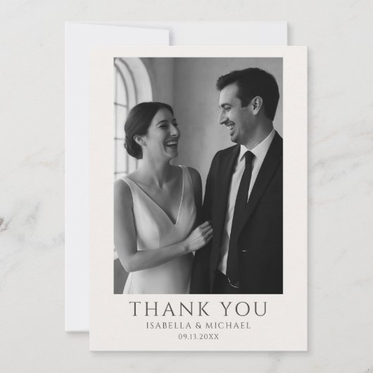 Elegant Wedding Photo Card With Message Bedankkaart (Voorkant)
