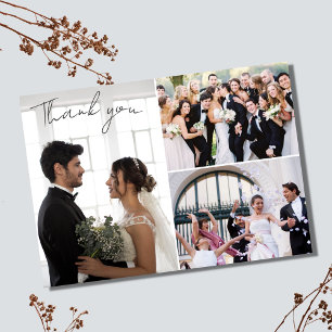 Elegant Wedding Photo Collage Hartelijk dank Briefkaart
