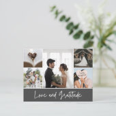 Elegant Wedding Photo Collage Hartelijk dank Briefkaart (Staand voorkant)