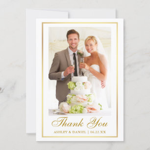 Elegant Wedding Photo Gold Lijst Bedankkaart
