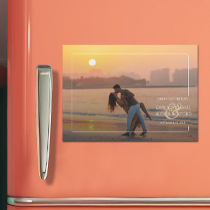 Elegant Wedding Photo Save the Date Magnetic Kaart