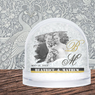 Elegant Wedding Photo Snow Globe, Anniversary Sneeuwbol