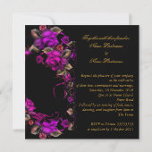 Elegant Wedding Pink Plum Roos Black Kaart (Achterkant)