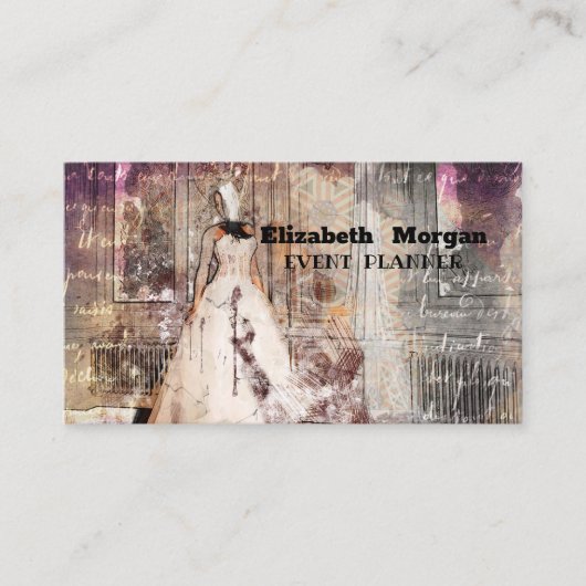 Élégant wedding planner carte de visite noir (Devant)