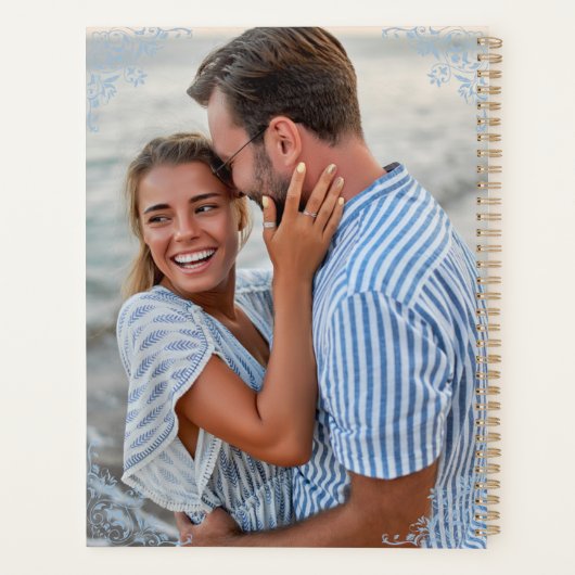 Elégant Wedding planner chic bleu et blanc (Dos)