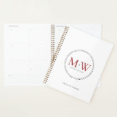 Élégant Wedding planner de monogramme rouge (Devant avec enveloppe)