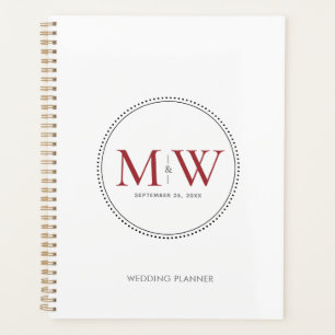 Élégant Wedding planner de monogramme rouge