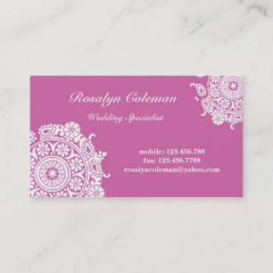 Elegant Wedding Planner Visitekaartje in Roze