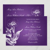 Elegant Wedding Poppy Paars Kaart (Voorkant / Achterkant)