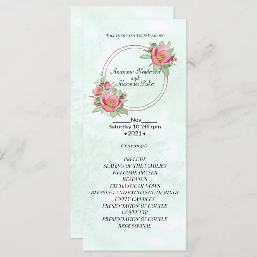Elegant Wedding Program. (Voorkant / Achterkant)