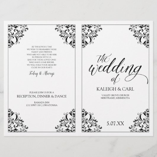 Elegant Wedding Program Booklet - Nadine (zwart) (Voorkant)