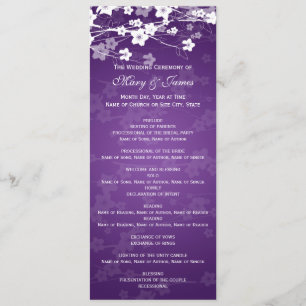 Elegant Wedding Program Cherry Blossom Paars Programma
