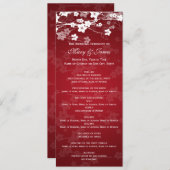 Elegant Wedding Program Cherry Blossom Red Programma (Voorkant / Achterkant)