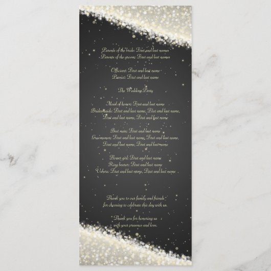Elegant Wedding Program Dazzling Sparkles Black Programma (Achterkant)