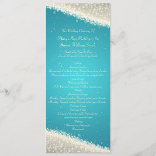 Elegant Wedding Program Dazzling Sparkles Turquois Programma