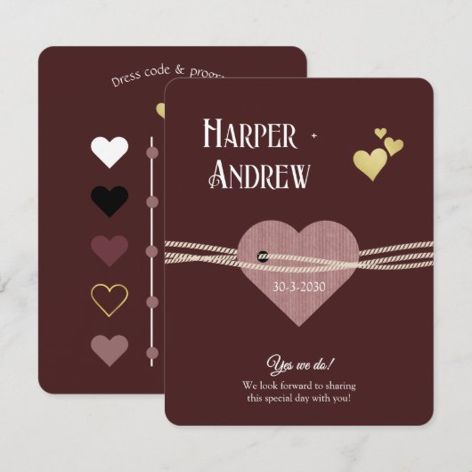 Elegant Wedding Program/ Dress Code Card Kaart (Voorkant / Achterkant)