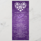 Elegant Wedding Program Flowery Heart Paars Programma (Voorkant)