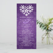 Elegant Wedding Program Flowery Heart Paars Programma (Staand voorkant)