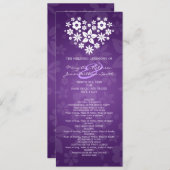 Elegant Wedding Program Flowery Heart Paars Programma (Voorkant / Achterkant)