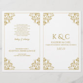 Elegant Wedding Program - Foldover Booklet (Gold) (Voorkant)
