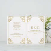 Elegant Wedding Program - Foldover Booklet (Gold) (Staand voorkant)
