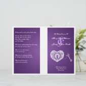 Elegant Wedding Program Key voor mijn hart-Paars (Staand voorkant)
