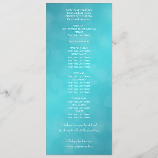 Elegant Wedding Program Modern Hearts Blue Programma (Achterkant)