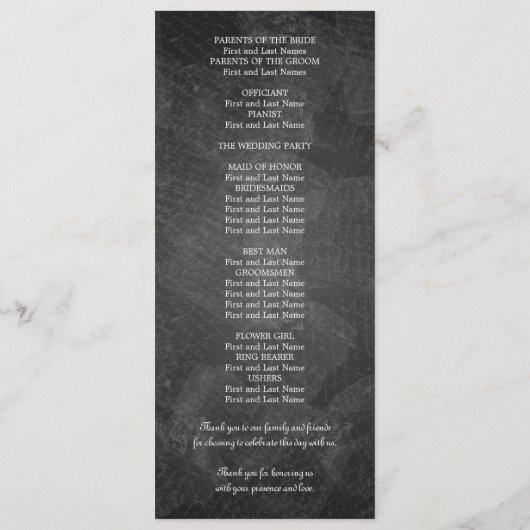 Elegant Wedding Program Romantic Paris Black Programma (Achterkant)