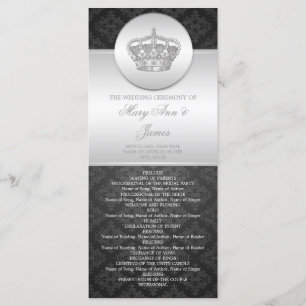 Elegant Wedding Program Royal Crown Black Programma