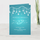 Elegant Wedding Program Shimmering Stars Blue Programma (Voorkant)