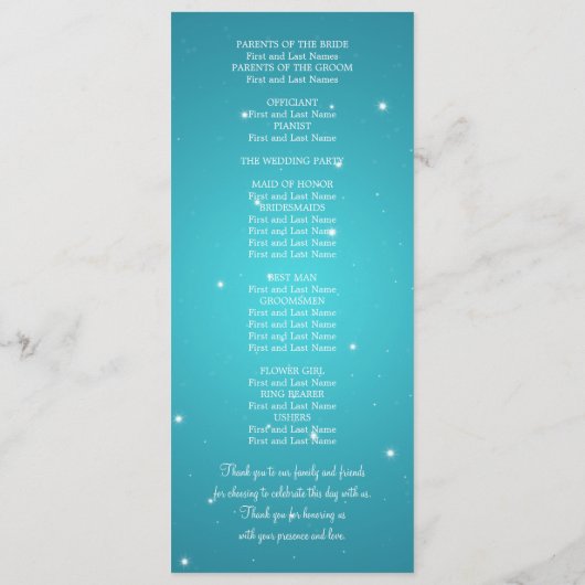 Elegant Wedding Program Sparking Chain Blue Programma (Achterkant)