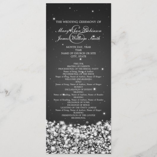 Elegant Wedding Program Star Sparkle Black Programma (Voorkant)