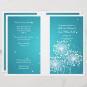 Elegant Wedding Program Summer Sparkle Turquoise (Voorkant / Achterkant)