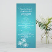 Elegant Wedding Program Summer Sparkle Turquoise Programma (Staand voorkant)
