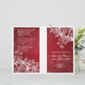 Elegant Wedding Program Swirls Red (Staand voorkant)