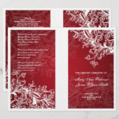 Elegant Wedding Program Swirls Red (Voorkant / Achterkant)