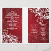 Elegant Wedding Program Swirls Red (Achterkant)