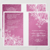 Elegant Wedding Program Swirls roze (Voorkant / Achterkant)
