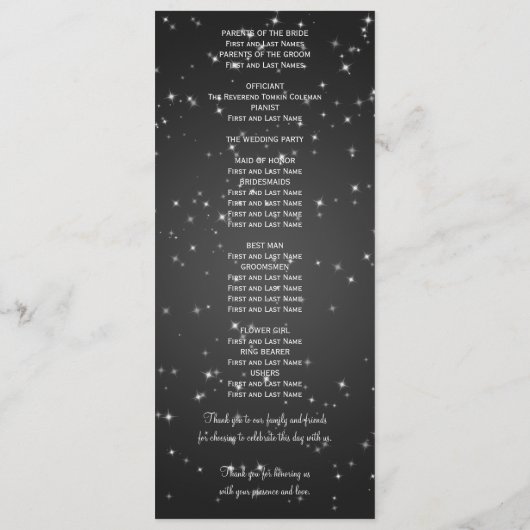 Elegant Wedding Program Winter Sparkle Black Programma (Achterkant)