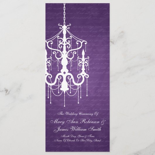 Elegant Wedding Programme Chandelier Paars Programma (Voorkant)