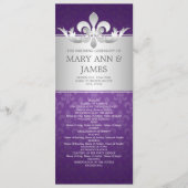 Elegant Wedding Programme Fleur De Lis Paars Programma (Voorkant)
