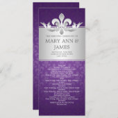 Elegant Wedding Programme Fleur De Lis Paars Programma (Voorkant / Achterkant)