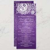 Elegant Wedding Programme Paisley Lace Paars Programma (Voorkant / Achterkant)