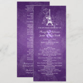 Elegant Wedding Programme Romantic Paris Paars Programma (Voorkant / Achterkant)