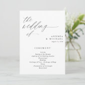 Elegant Wedding Programs 5x7 Romantic Calligraphy Programma (Staand voorkant)