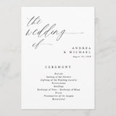 Elegant Wedding Programs 5x7 Romantic Calligraphy Programma (Voorkant)