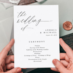 Elegant Wedding Programs 5x7 Romantic Calligraphy Programma